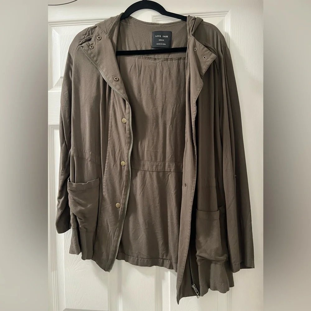 Love Tree Olive Hooded Utility Jacket - Picture 2 of 5